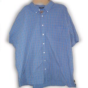 Men's The Foundry Comfort Shirt Size 3X Blue Gray Grey Plaid Short Sleeve Button